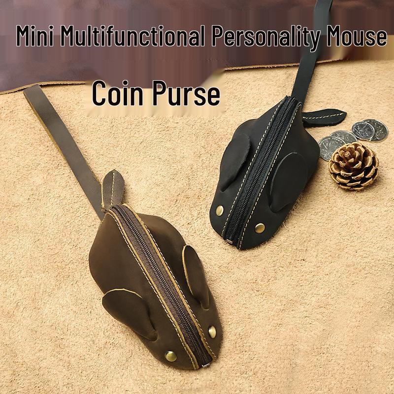 Colorful Cartoon Mouse Leather Coin Purse & Key Holder for Kids