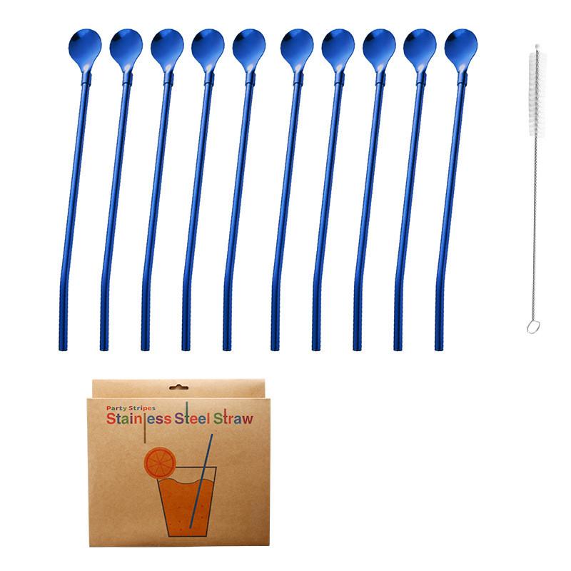 5pcs 10pcs Stainless Seel Flower Straw Spoon Summer Milk Tea Stirring Yerba Mate Straws Reusable Drinking Kitchen Supplies
