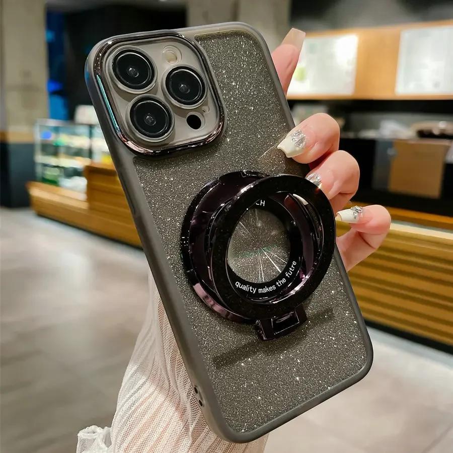 Pro Xiaomi POCO X7 Pro Magnetický držák prstenu Třpytivé TPU Ochranná fólie na čočku fotoaparátu pouzdro pro PocoX7pro Redmi Turbo 4 Měkký silikonový kryt