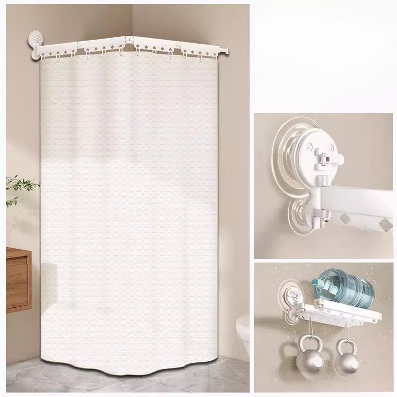 Foldable Shower Curtain Waterproof Bath Room Partition Shower Wet And Dry Separation Suction Cup Bathroom Decor