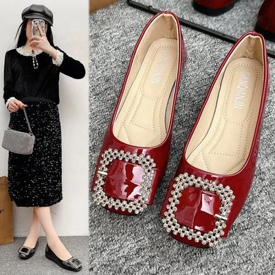 Modne Luksusowe Buty Damskie 2024 Jesień Casual Moda Kwadratowy Nosek Damskie Płaskie Buty Wygodne Płytkie Damskie Buty Pojedyncze