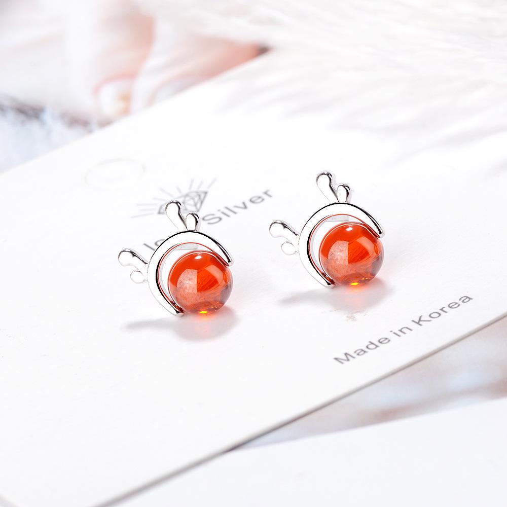 

Garnet Reindeer Antler Studs: Festive Korean-Style Earrings for Women and Students Copper