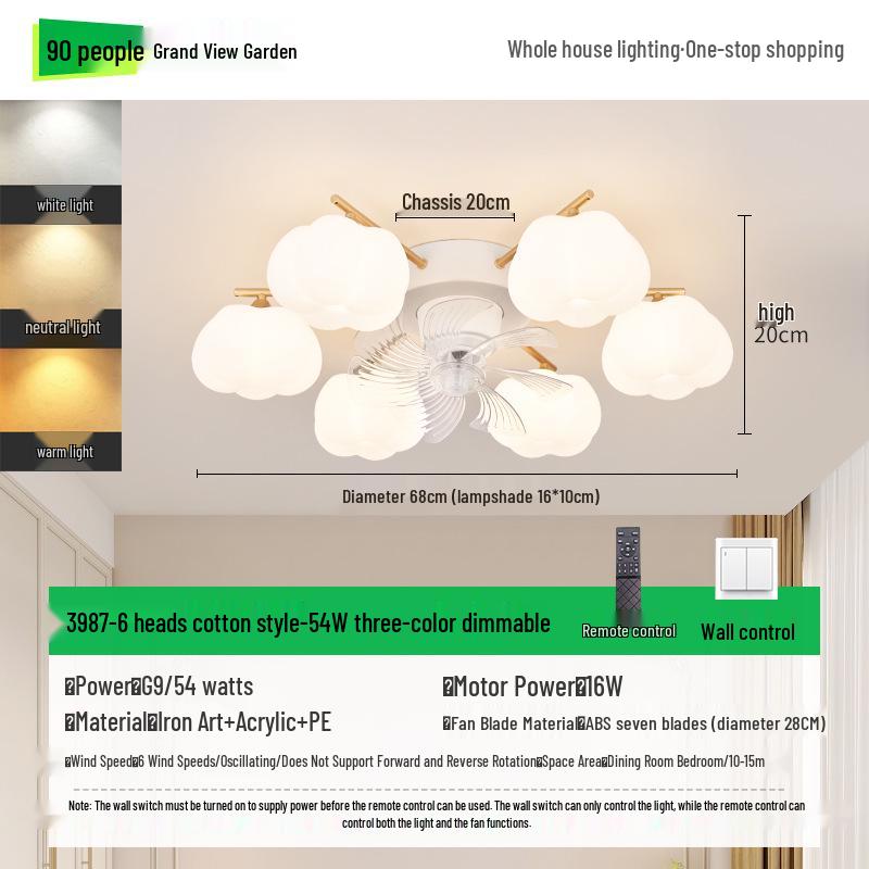 2025 Modern Minimalist Head-Shaking Fan Light for Living Room