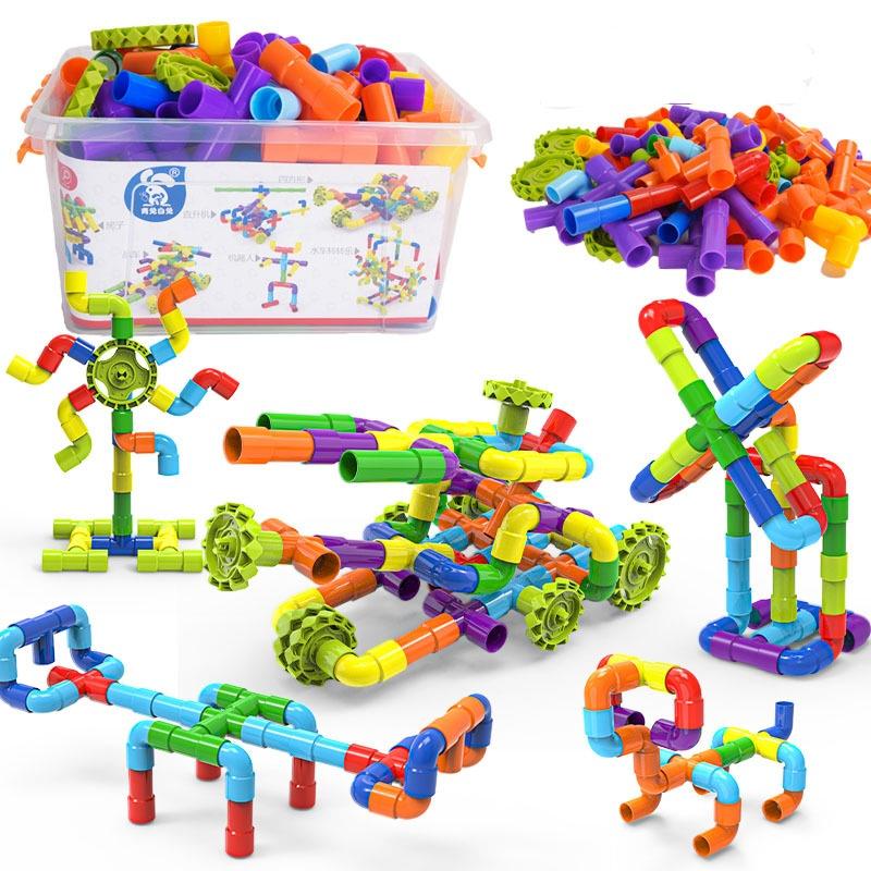 new DIY Water Building Blocks Toys Children Educational Tube Water-pipe Blocks Pipeline Building Construction Toys