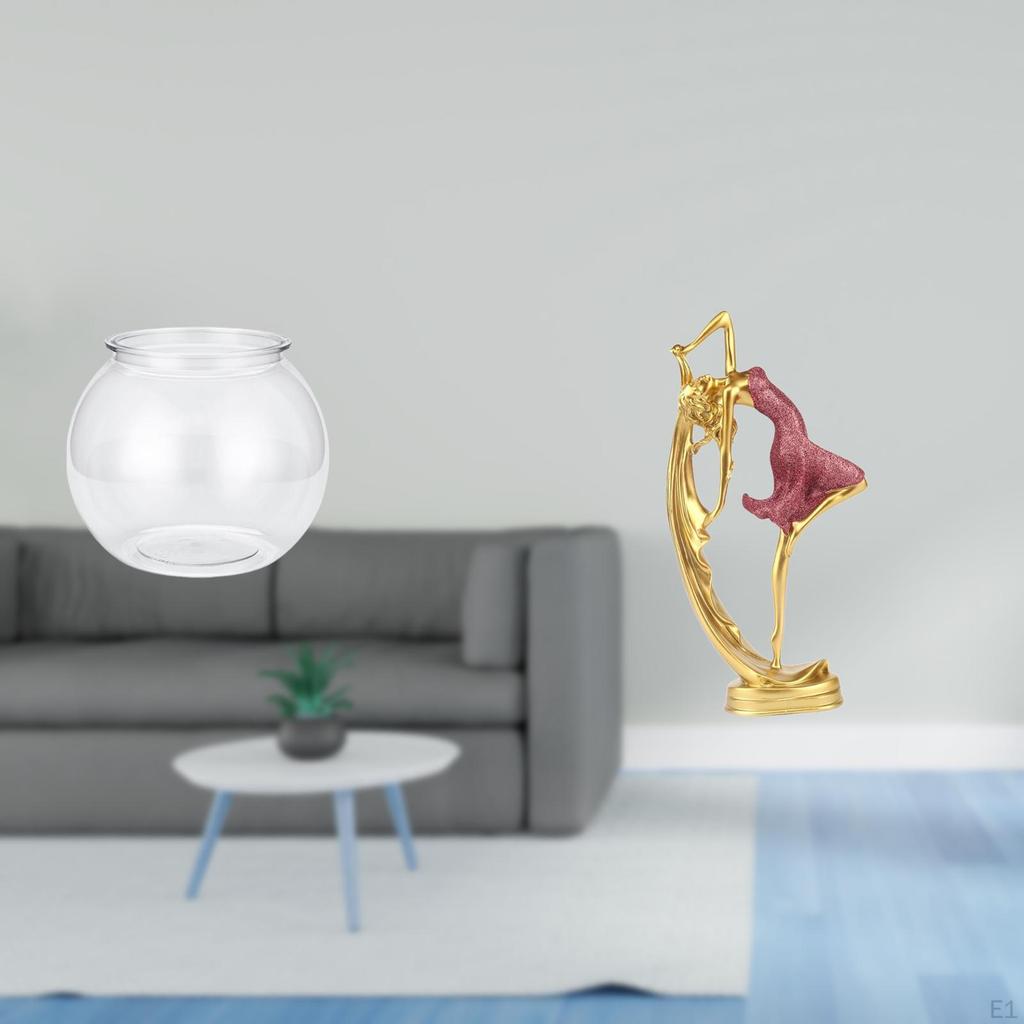 Transparent Small Fish Tank Ornament Aquarium Bowl Vase Table Office Ballet Dancing Girl Statue