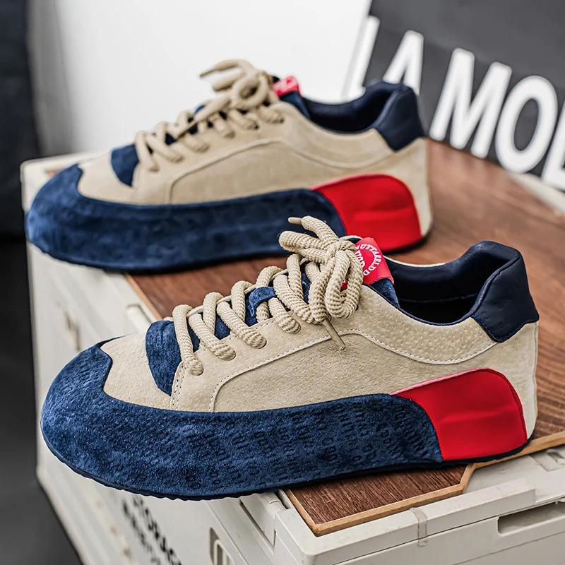 

Модная мужская обувь 2025 лето новая дышащая белая обувь мужская трендовая и универсальная на толстой подошве спортивная обувь для скейтборда трендовая обувь 44