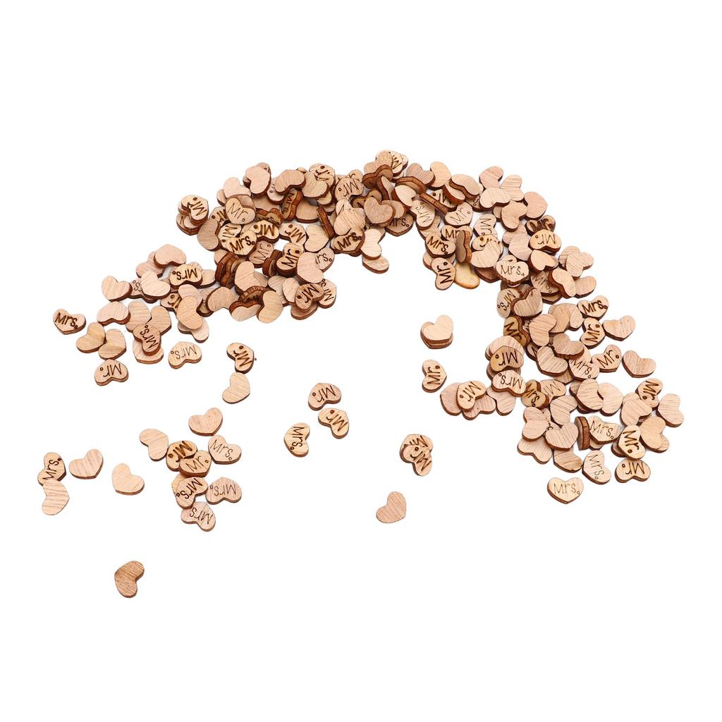 1000Pcs Wooden Love Hearts Confetti Well Polished Deformation Resistance Mr Mrs Lettering Wood