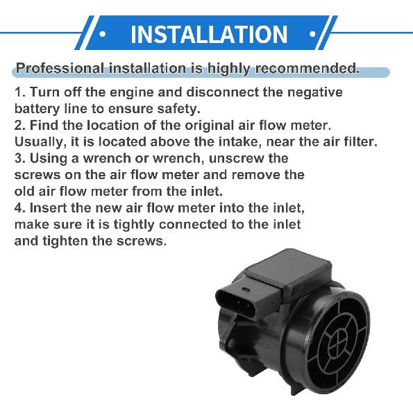 Mass Air Flow Sensor Assembly Compatible for Hyundai Sonata 2006-2008 L4 2.4L,Durable Plastic Metal Black