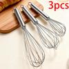 3-piece Set of 6/8/10/12-inch Stainless Steel Egg Whisk Balloon Whisk Hand Mixer Multifunctional Milk Whisk Egg Mixing Tool