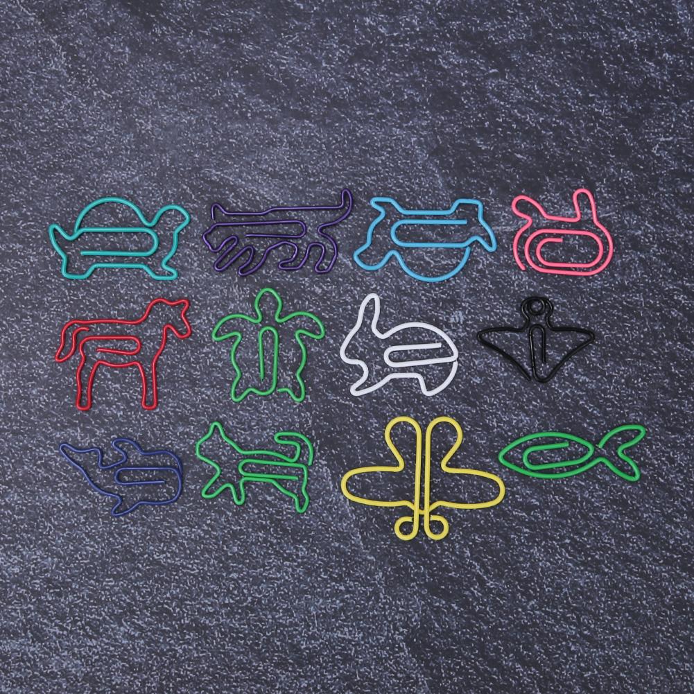 60pcs/box 12 Kinds Cute Animal Shaped Paper Clip Memo Note Clips School Office Supplies