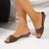 Wedge Slides and Slippers Women's 2025 Summer New Outside Wear Slip-on Beach Vacation Style High-heeled Sandals