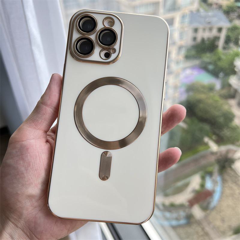 

Чехол для телефона Apple iPhone 14-11 с линзами CD Pattern, ТПУ, гальваническое покрытие, однотонный. 14 Plus