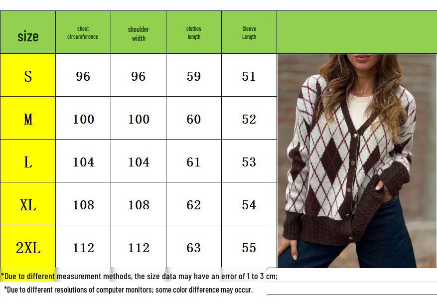 Women's Plaid V-Neck Cardigan Sweater - Button-Up, Casual, Autumn/Winter Collection