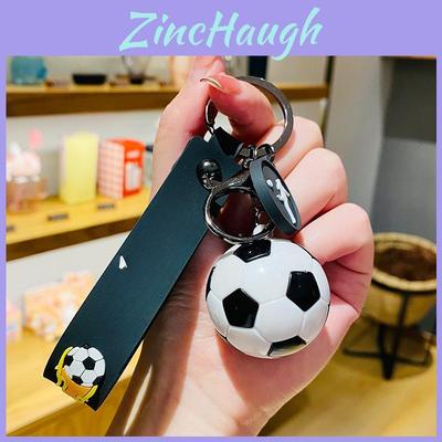 Cute Cartoon Soccer Keychain Adorable Faux Football Bag Hanger Car Accessory