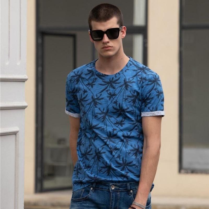 Hawaii Style T-shirts Men O-neck Casual High Quality Beach Mens T Shirt New Summer 100% Cotton Printed Top Tees Men