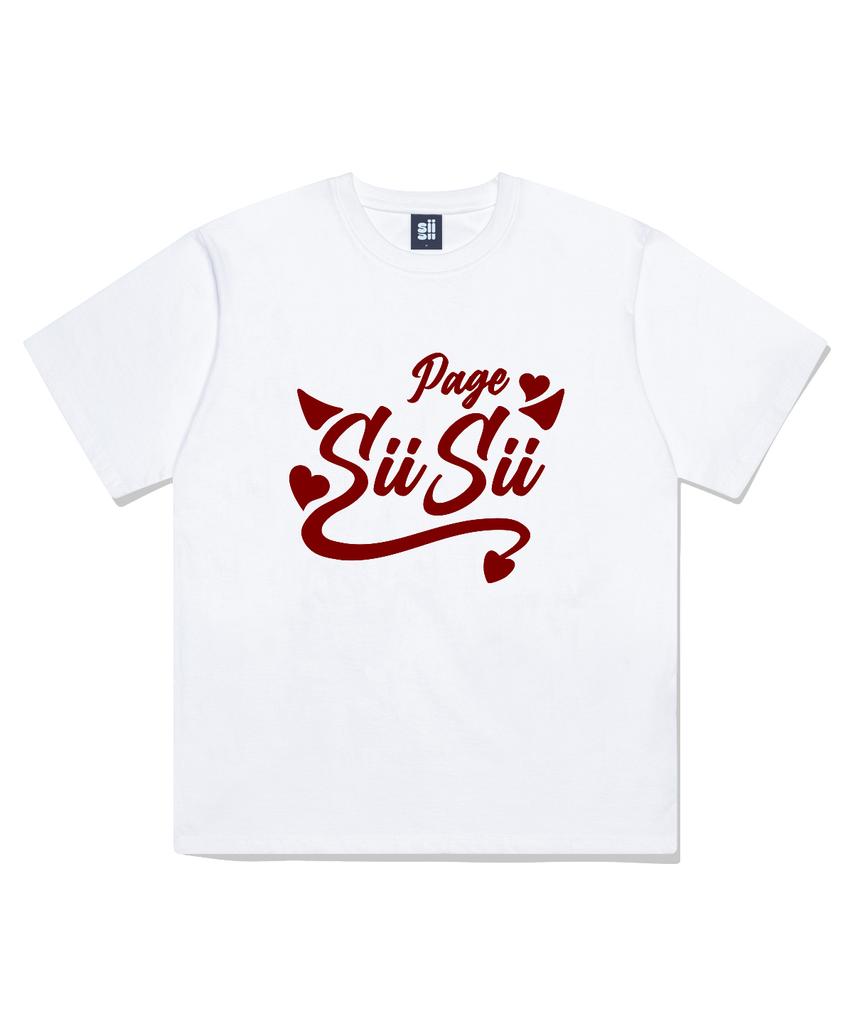 PAGESIISII Devil Sisi Logo Print Short Sleeve T-Shirt White
