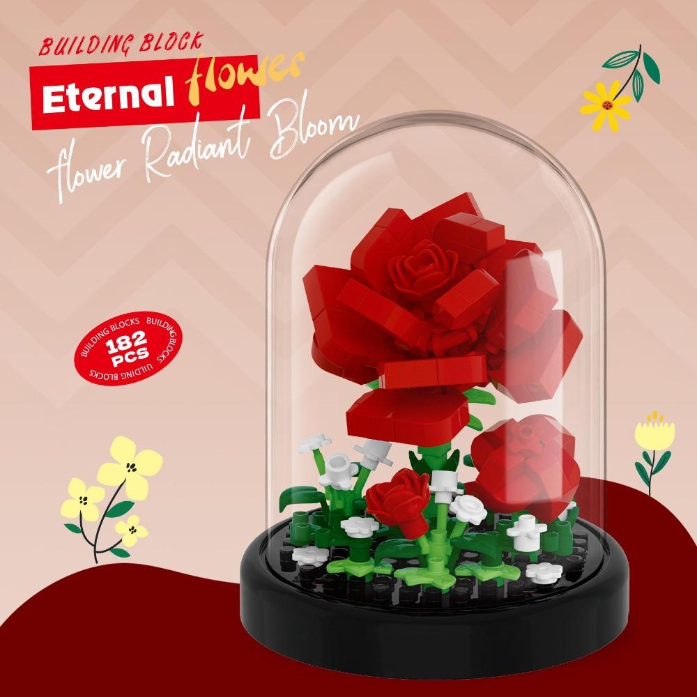 Eternal Flower Bouquet Assembly Blocks Children's Toy Mini Brick Particle Girl Series Rose Bundle Valentine's Day Birthday Gift