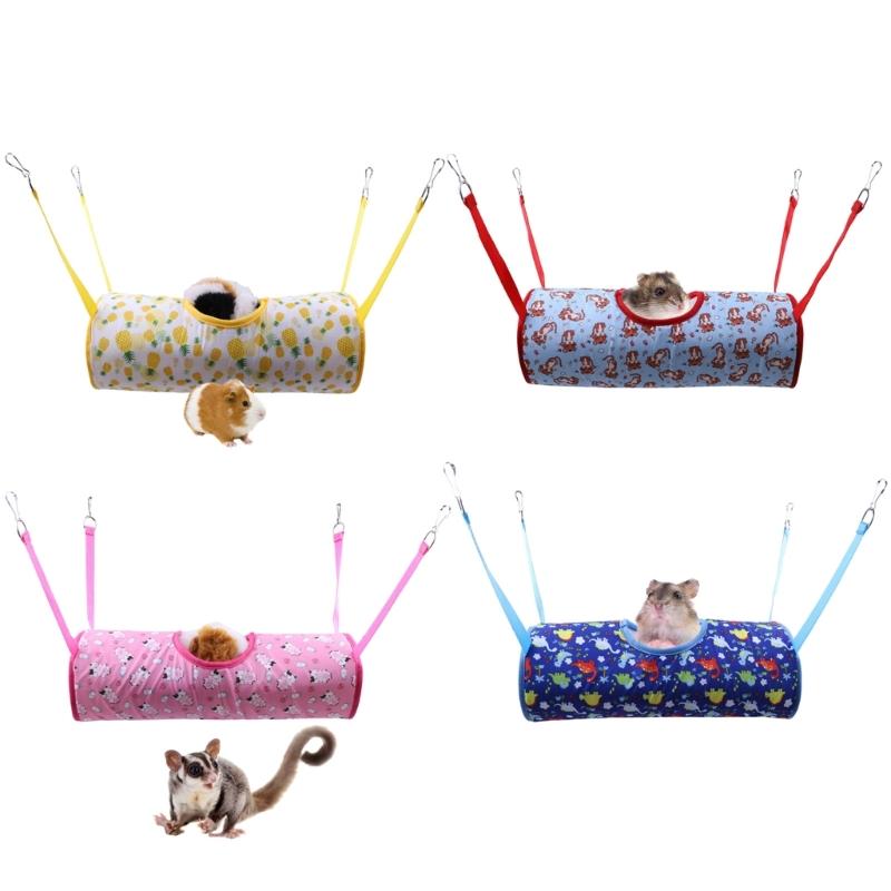 Small Animal Tunnel Hammock House Playtube Tunnel Toy Hamster Cage Hanging Tunnel Hideout Bedding Habitat for Chipmunk