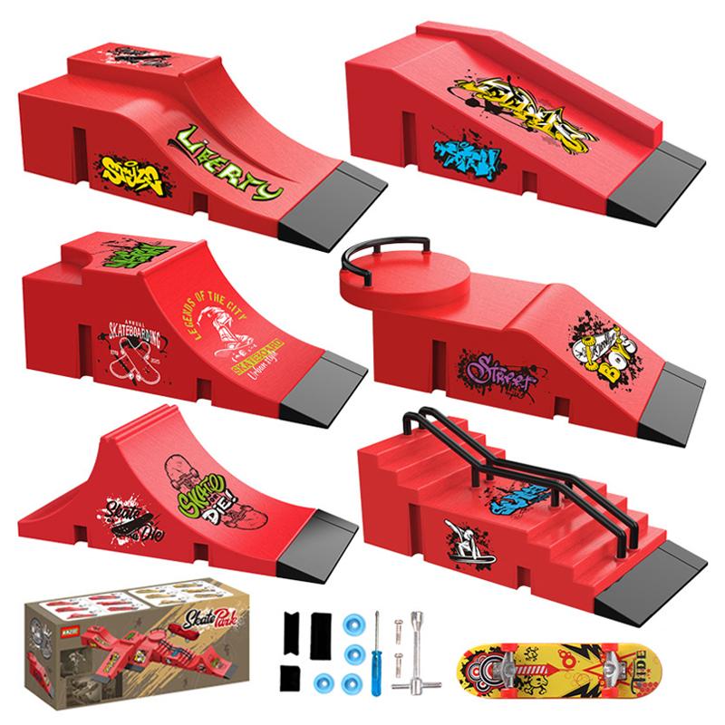 Children Finger Sports Toys Finger Skateboard Game Park Site Step Ramp Scene Props Mini Fingertip Skateboard Set Gift Adult Toys