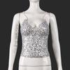 Women's beads, new shoulder straps, sleeveless hollow back, double-layer cover, European and American suspender tops, women