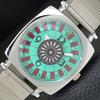 VINTAGE HAND-WINDING SWISS POKER FACE MENS REFURBISHED SEA GREEN WATCH A700922-5 R205a-a700922