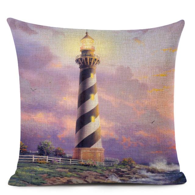 

Городской пейзаж Картина маслом Хлопок Льняная наволочка для подушки Деревня Осень Зима Художественный декор Наволочка для дивана Наволочка 45X45CM