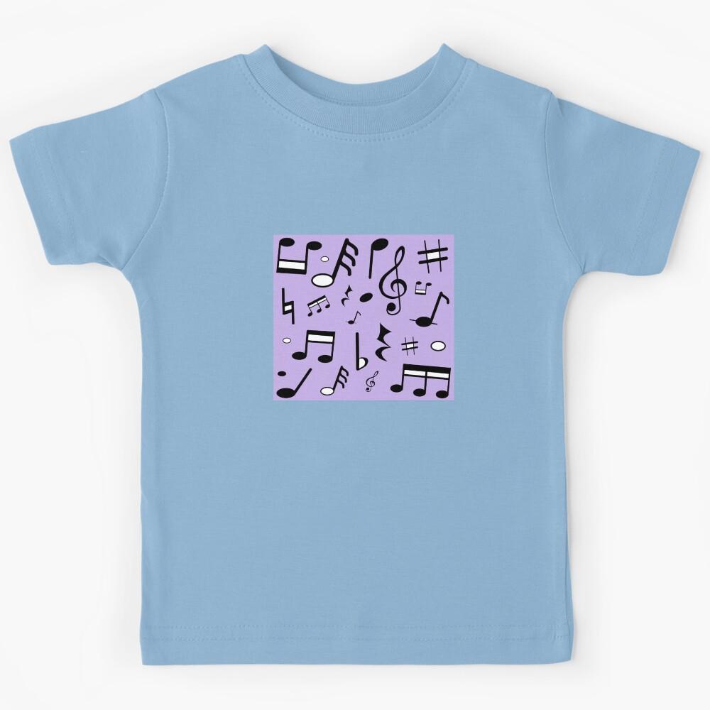 Music Symbols Design against a Lavender Background Kids T-Shirt 130