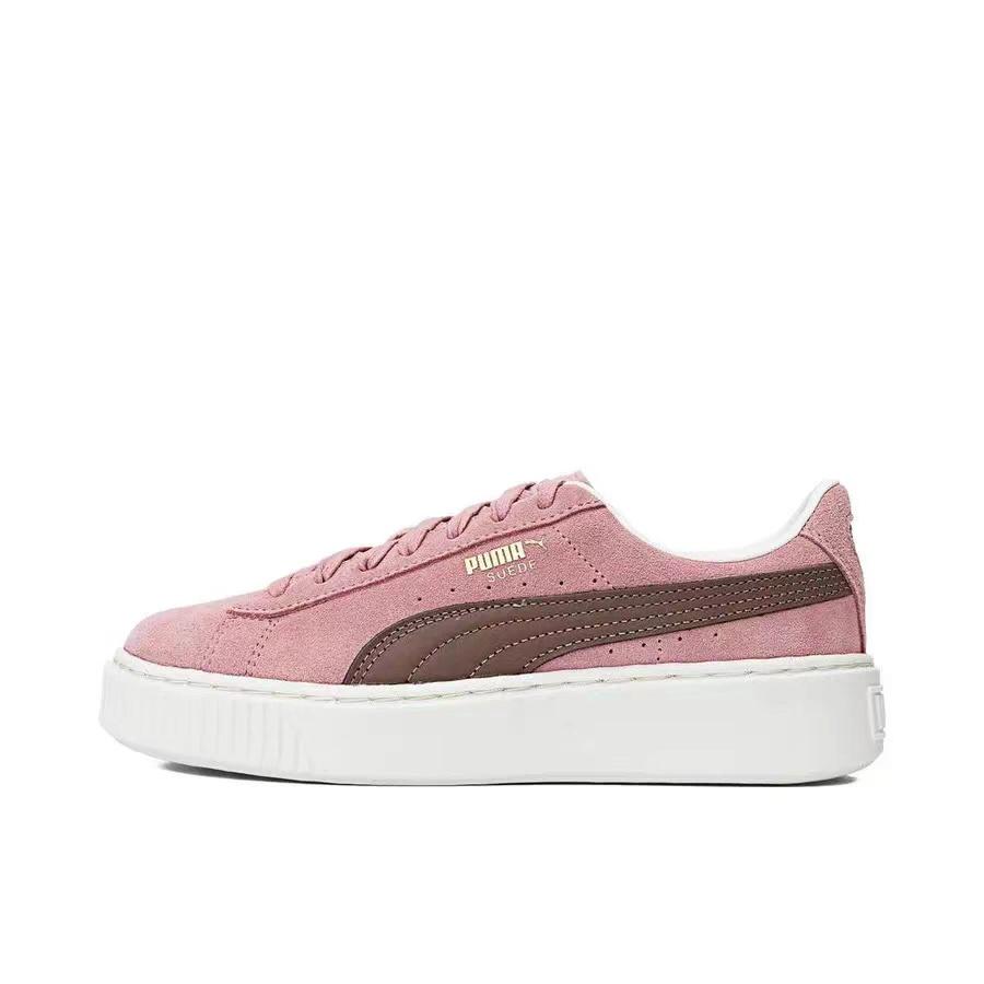 Puma Basket Platform Core Suede Comfortable Versatile Lightweight Low-Top Sneakers Women Sneakers Red Purple 363559-15