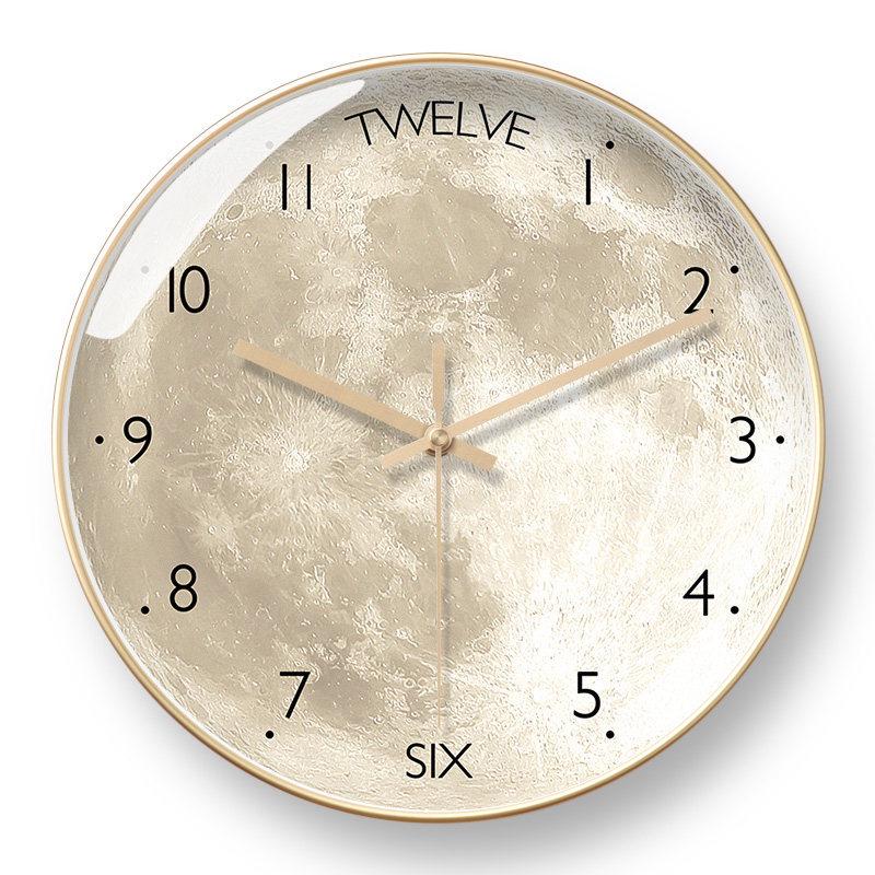 Moonstone Quartz Wall Clock - Silent, Artistic Design with Automatic Time Sync for Living Room