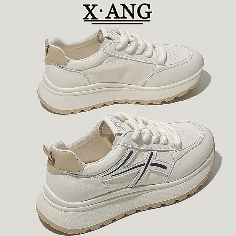 The first layer of cowhide women's shoes autumn new soft-soled lightweight thick-soled casual sports shoes