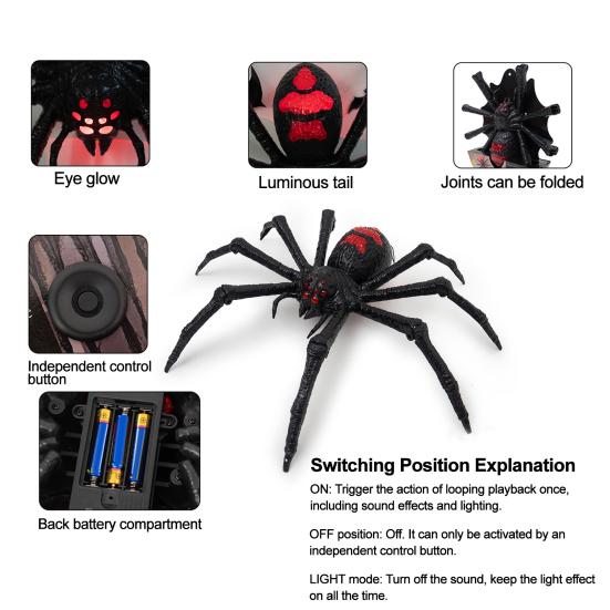 Scary Spider Decor for Bars Windows Halloween Animatronics Hanging Decoration, Giant with LED Eyes Realistic Flexible Legs And Sound Outdoor