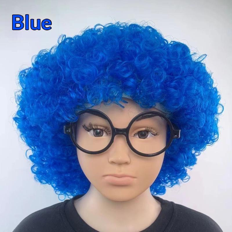 Gift Various Coloured Props Clown Cosplay Football Fans Black Afro Curly Wig Synthetic Wigs Curly Hair Children/Adults Dressing