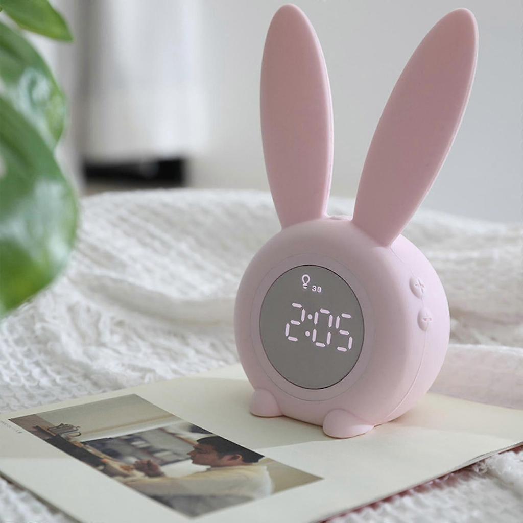 Rabbit Wake Up Lights Bedside Lamps Alarm Clocks Light Rabbit Alarm Clocks - Pink