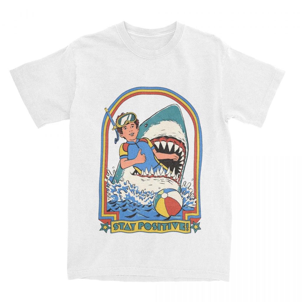 Unisex Womens Vintage Horror Humor Stay Positive T Shirts Accessories S S Nostalgia Humorous Cotton Tops Tshirt
