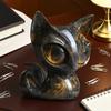 1/2 Pz Scultura Gatto Enigmatico Sguardo Occhi Grandi Statua Gatto Nero Figurina in Resina Ornamento Decorazione da Tavolo Casa Ufficio