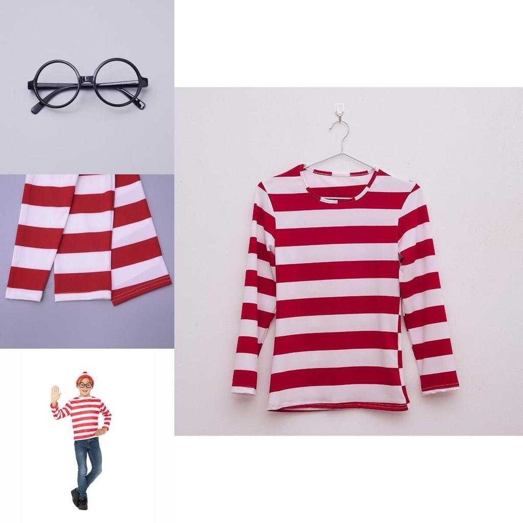Where's Wally Halloween Costume Fun And Smart Uk Anime Cos Dress-up Outfit