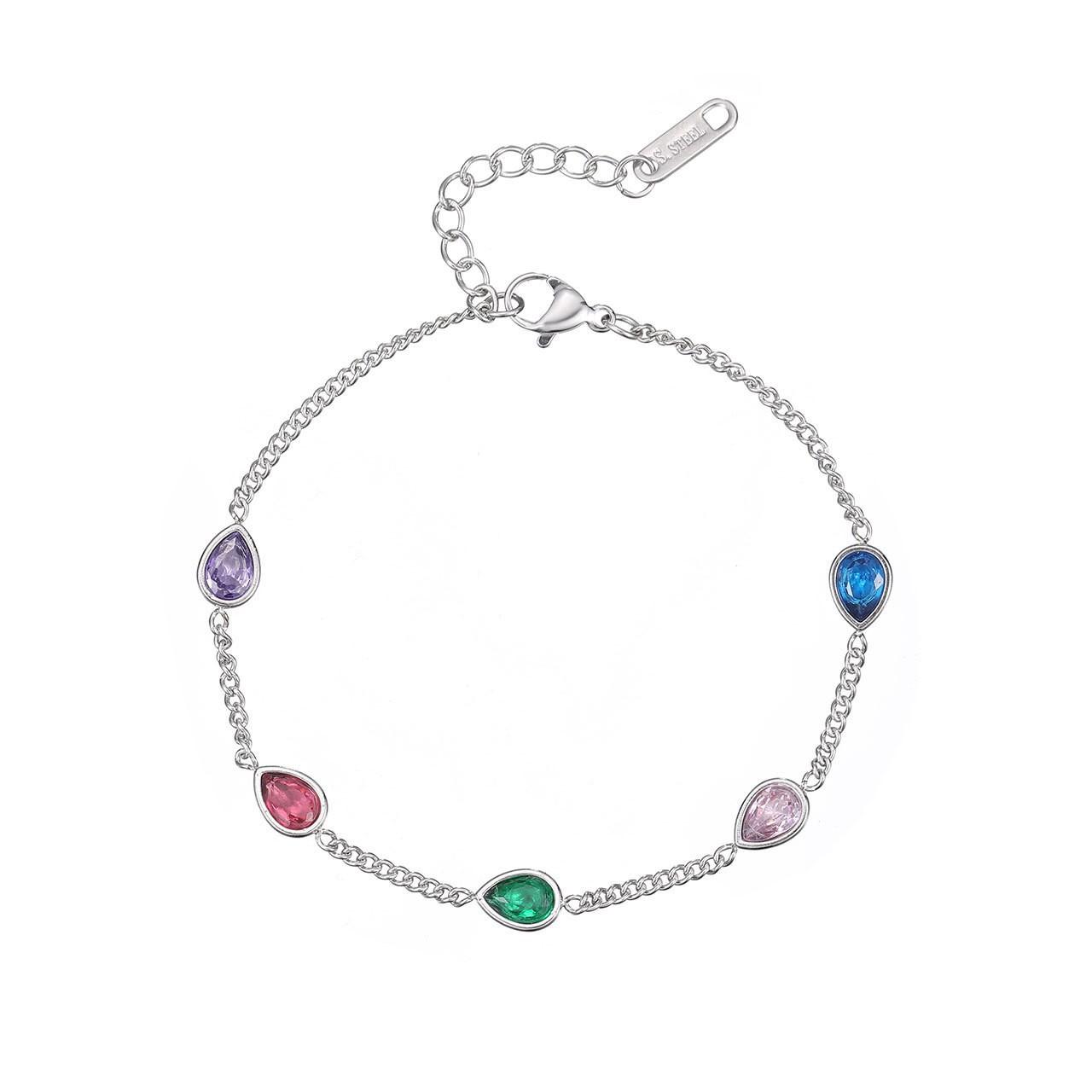 

Простой браслет из титановой стали в стиле ретро с драгоценными камнями