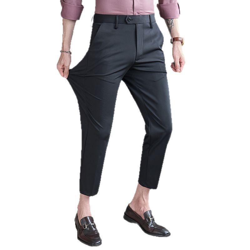 Douyin Hot-selling Model, Summer New Thin Casual Pants, High Elasticity and Ice-cool Men's Versatile Nine-point Pants Men's