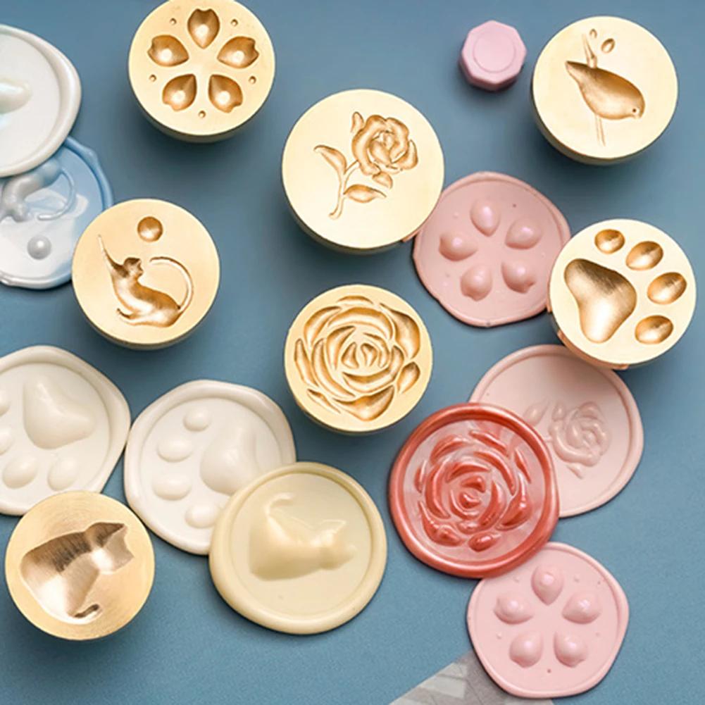 3D Fire Lacquer Seals 15-25mm Embossed Wax Grain Seal Head Retro Brass Multipurpose DIY Craft Decorative Tool for Greeting Card