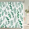 Green Plant Leaves Printed Shower Curtain Waterproof Polyester Curtain With Hook Decoration Bathroom Curtain 3D Shower Curtains