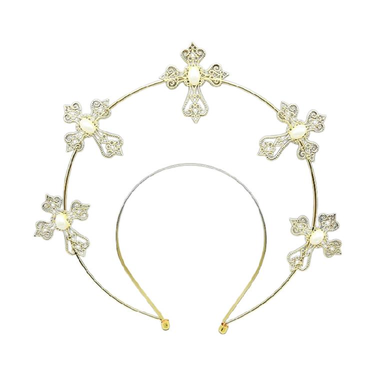 Halos Crown Headband Cross Headpiece Goddess Headwear for Women Girls Wedding 1