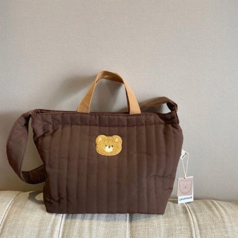 

Сумка для подгузников большой вместимости, многофункциональная, для мамы, портативная, милая, с мультяшным рисунком, нейлоновая, дорожная, тоут, с подвеской Koreanbear коричневый