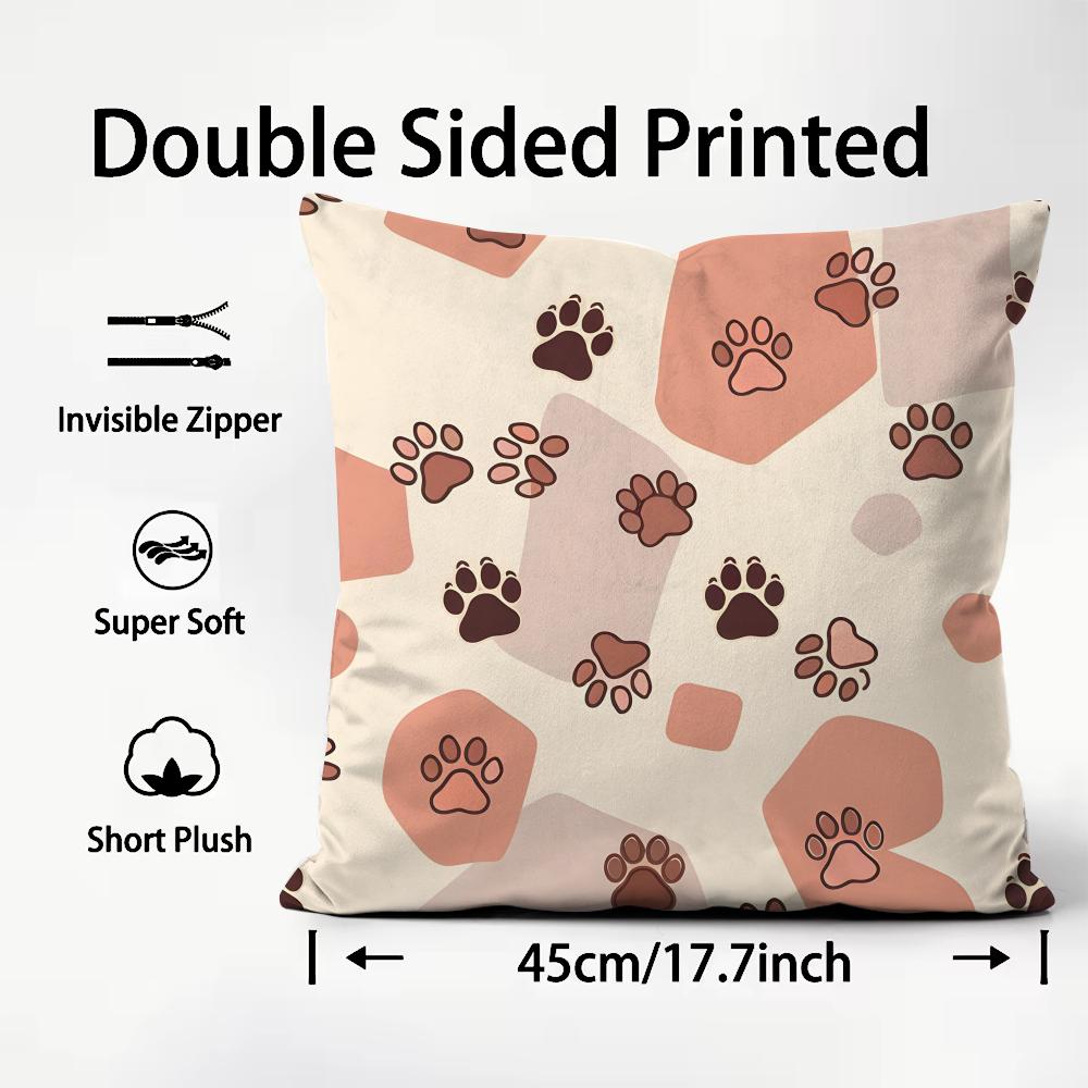 Paw Cute Cushion Cover Plush Fabric Soft DoubleSided Printed Sofa Warm Winter Home Child Gift Pillow Case