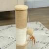 Cat Scratching Post for Indoor Cats, 47cm Tall Cat Scratcher with Jute Sisal Rope, Hanging Toy Ball, Feather, Brown