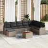 9 Piece Grey Poly Rattan Garden Sofa Set with Storage