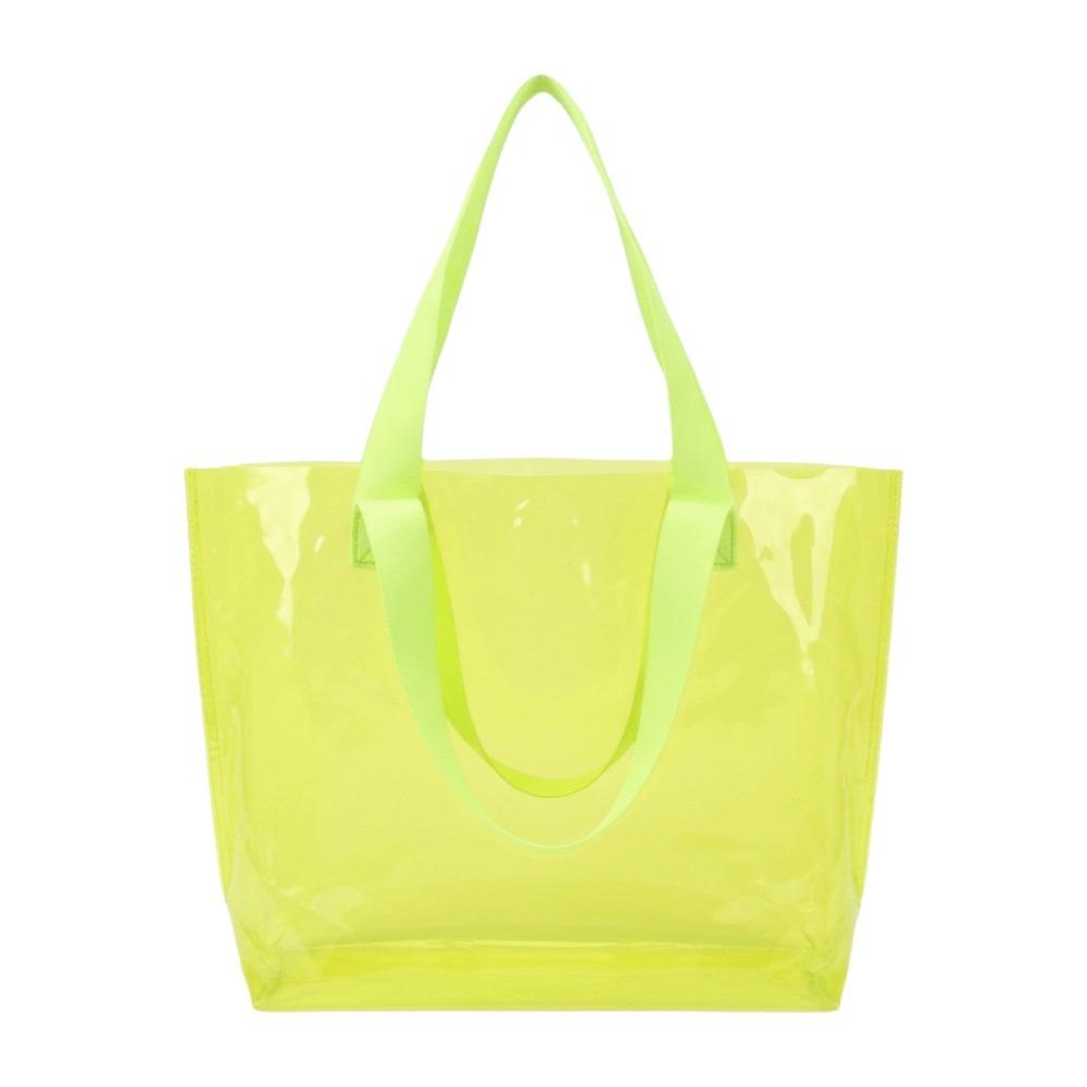 Nuova Borsa Trasparente in PVC Riutilizzabile Borsa a Spalla Solida Borsa Tote Colore Gelatina Viaggio all'Aperto
