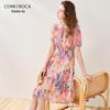 Kemengboka Floral Print Seiden-Spitzenkleid