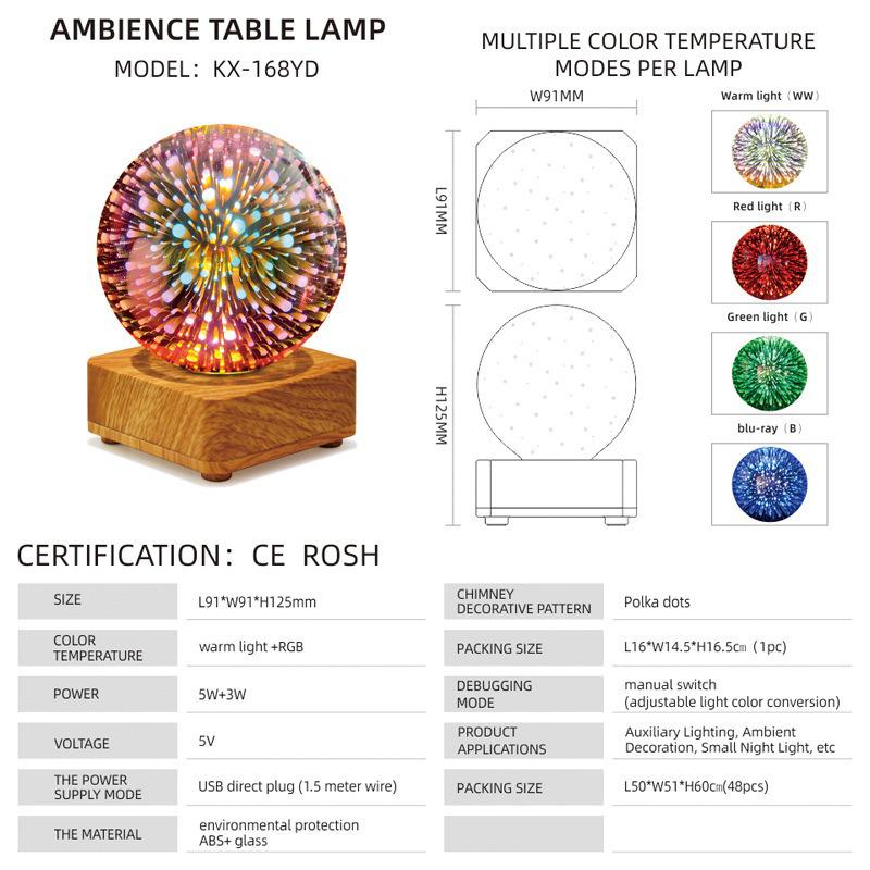 Heart-Shaped RGB 3D Firework Night Light - Dreamy Romantic Atmosphere USB Desk Lamp for Christmas and Festivals