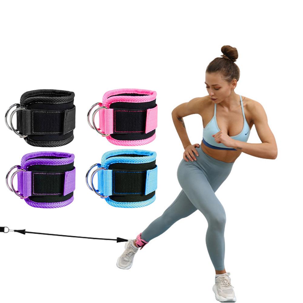 1Pair Fitness Ankle Straps Leg Exercises Adjustable Size D-Ring Ankle Cuffs Gym Workouts Glutes Legs Strength Active Feet Guard