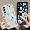 Lovely Sky-blue Flowers Print Case For Samsung Galaxy A57 A37 A17 A56 A36 A26 A16 5G A55 A35 A15 A54 S21 FE S22 S23 S24 Plus S25 Edge S26 Ultra Cover